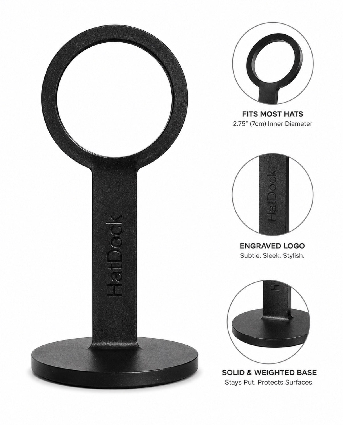 HatDock™ Dashboard Hat Holder for Car& Truck | Carbon Matte Black