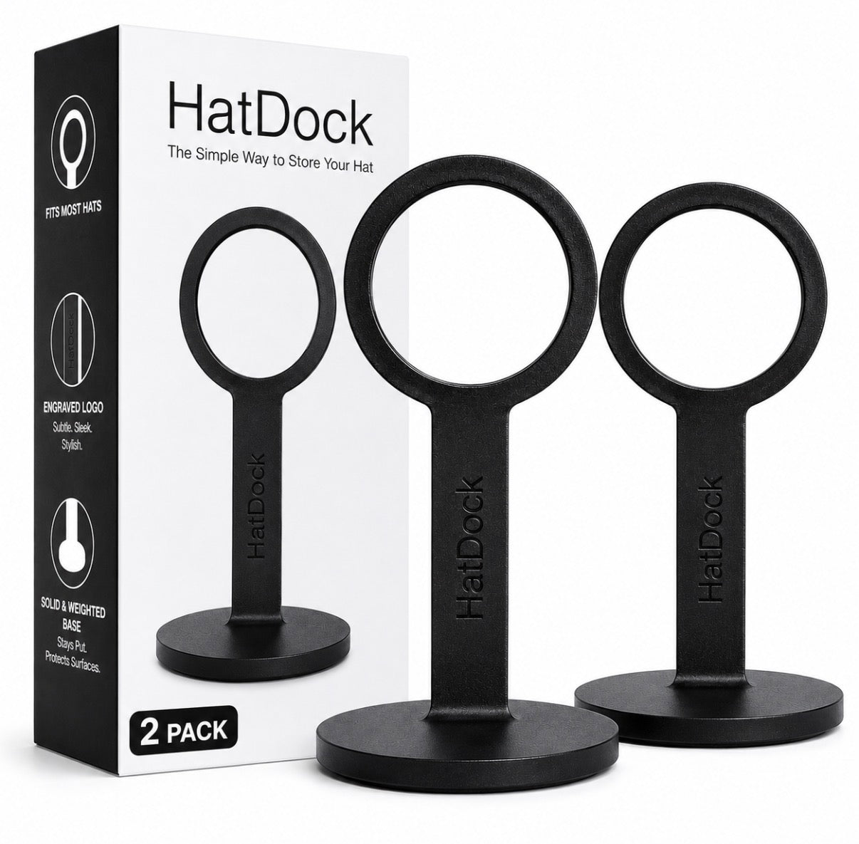 HatDock™ Duo Pack — 2 Dashboard Hat Holders for Car & Truck | Carbon Matte Black | Save on Two
