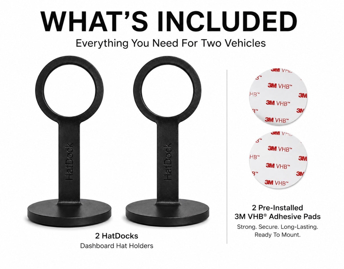 HatDock™ Duo Pack — 2 Dashboard Hat Holders for Car & Truck | Carbon Matte Black | Save on Two