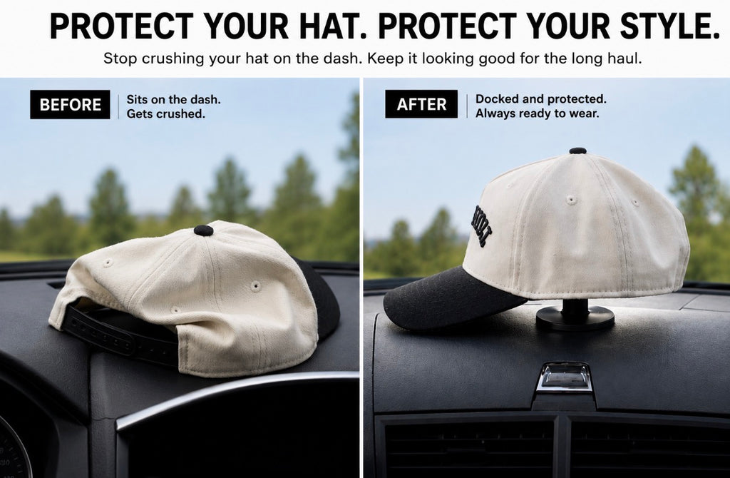 HatDock™ Duo Pack — 2 Dashboard Hat Holders for Car & Truck | Carbon Matte Black | Save on Two