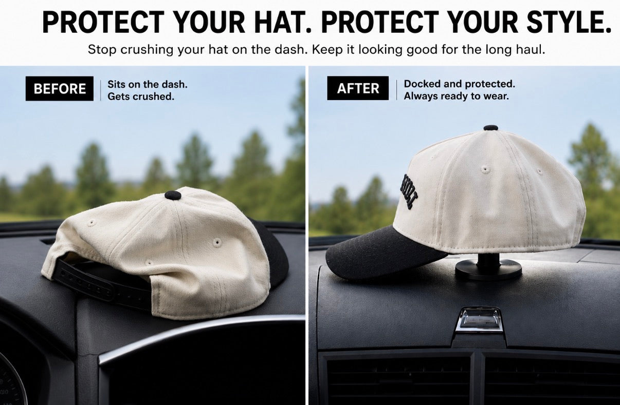 HatDock™ Duo Pack — 2 Dashboard Hat Holders for Car & Truck | Carbon Matte Black | Save on Two